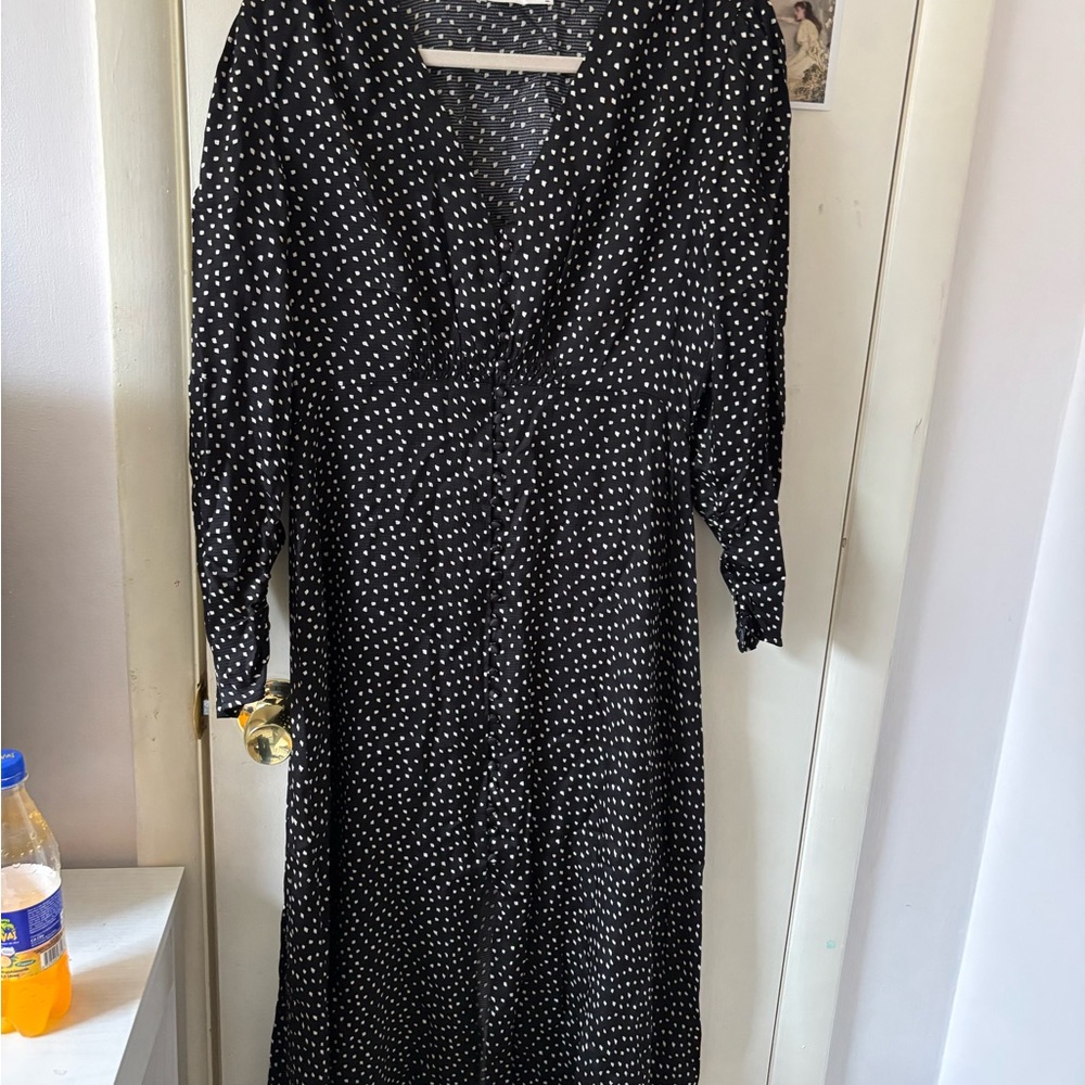 Mango Black and White Wrap Sundress with Dolman Sleeves